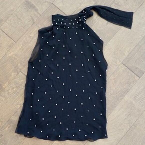 Dolce & Gabbana Pearl Embellished Halter Neck Top Black Womens Size M - Picture 2 of 7